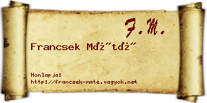 Francsek Máté névjegykártya